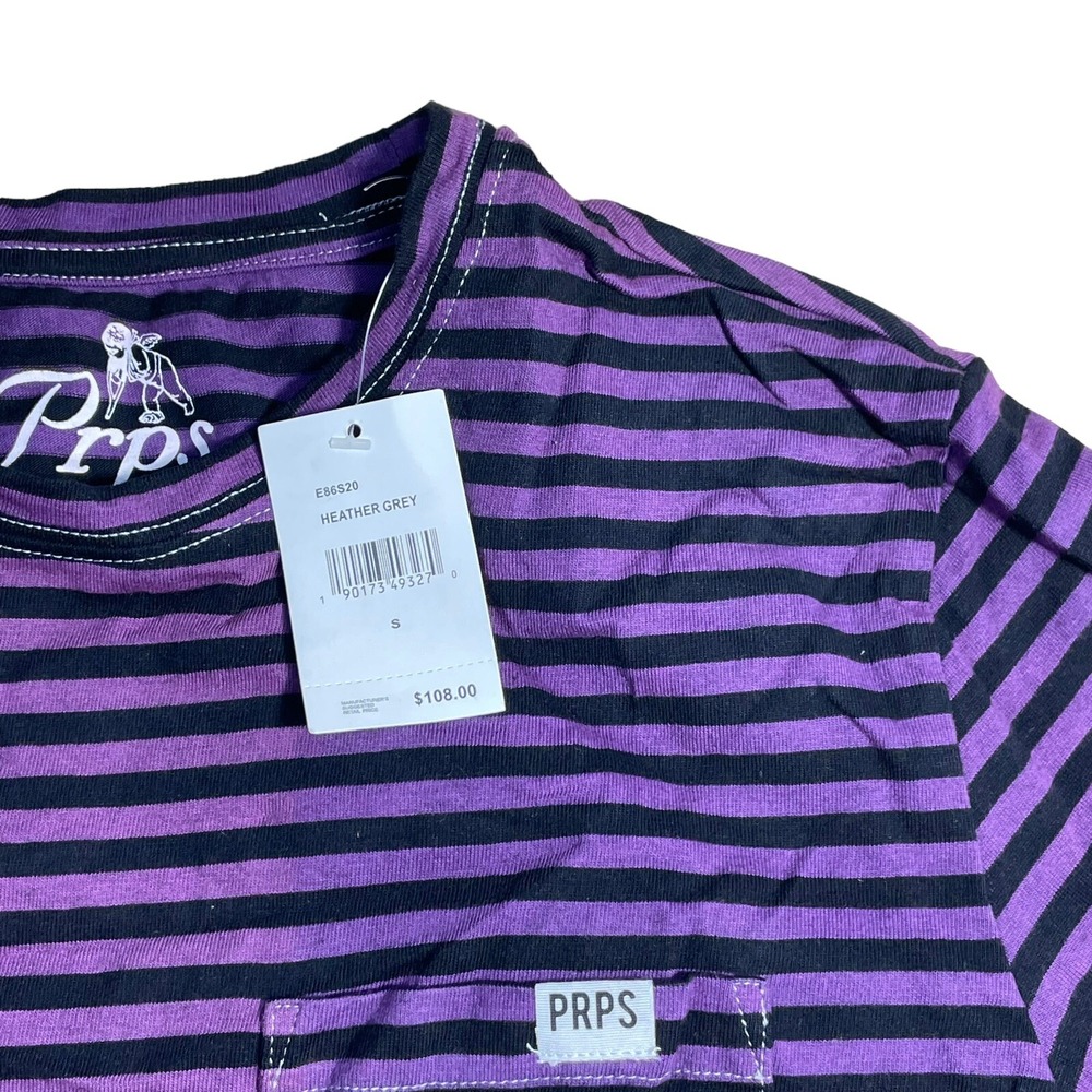 PRPS Heather Grey/Purple‎ Striped Pullover Sweater Men's Size Small - Picture 3 of 7